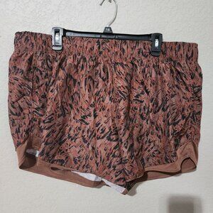 Athletic Works Womens Abstract Print Running Shorts Size Large Brown Black